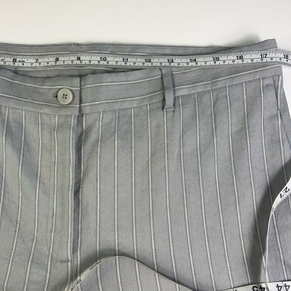 J. Jill Womens Linen Stretch Cropped Pants Gray Stripe High Rise Pockets 14 New - Picture 5 of 12